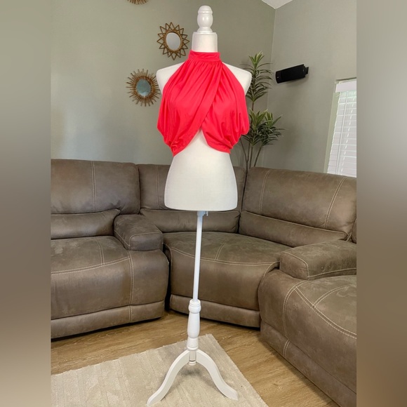 🔥SEXY🔥NWOT Neon Hot Pink Superdown Open Back Crop Top Sz M Medium - Picture 4 of 11